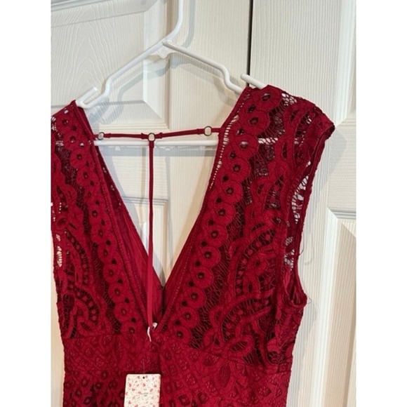 New Free People Red Lace Sleeveless Party Cocktail Jumpsuit Romper - Picture 8 of 8